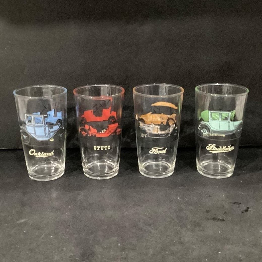 Anchor Hocking Antique Cars Tumblers, Set of 4, Multicolored Vehicle Glasses - Thumbnail 11