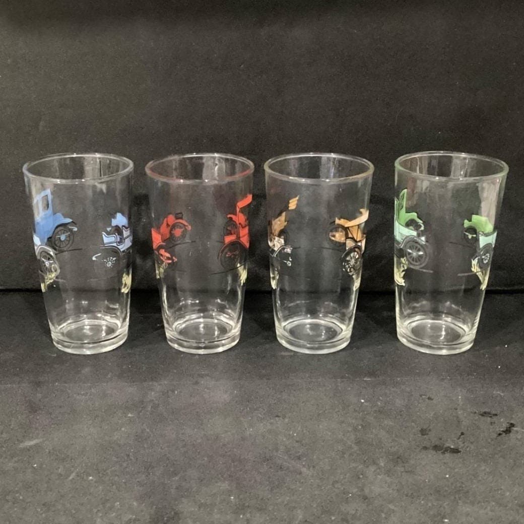 Anchor Hocking Antique Cars Tumblers, Set of 4, Multicolored Vehicle Glasses - Thumbnail 10