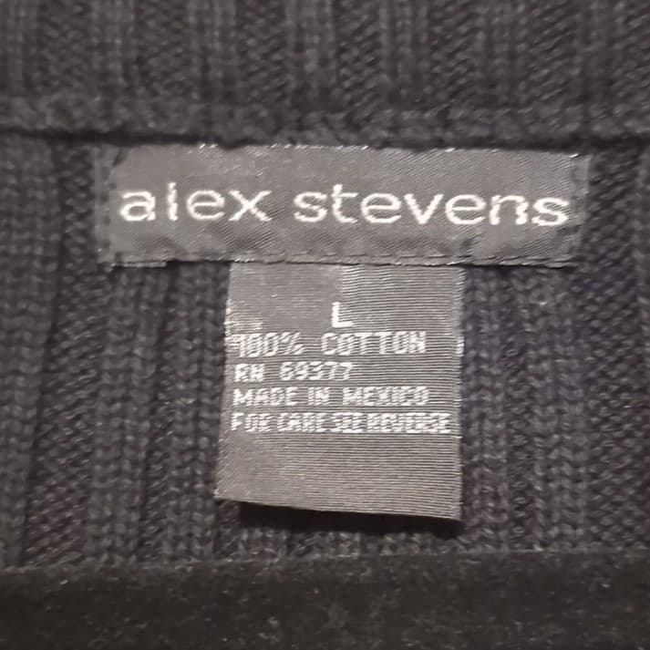 Alex Stevens Black Ribbed 100% Cotton Quarter Zip, Mock Neck Sweater Men's Large - Thumbnail 5