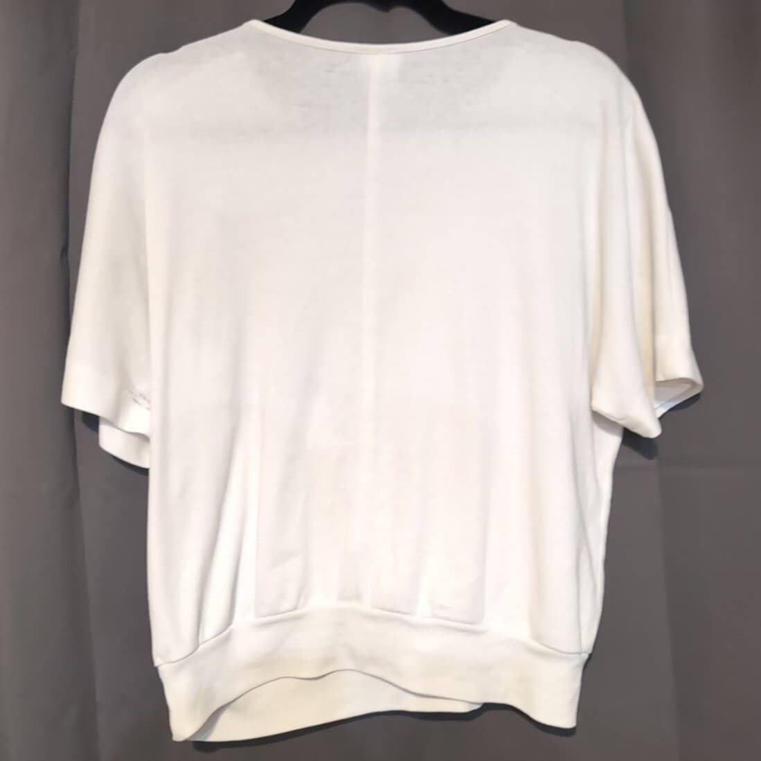 Teddi Sport Vintage Floral Graphic Sweatshirt, White Short Sleeve Banded Hem - Thumbnail 4