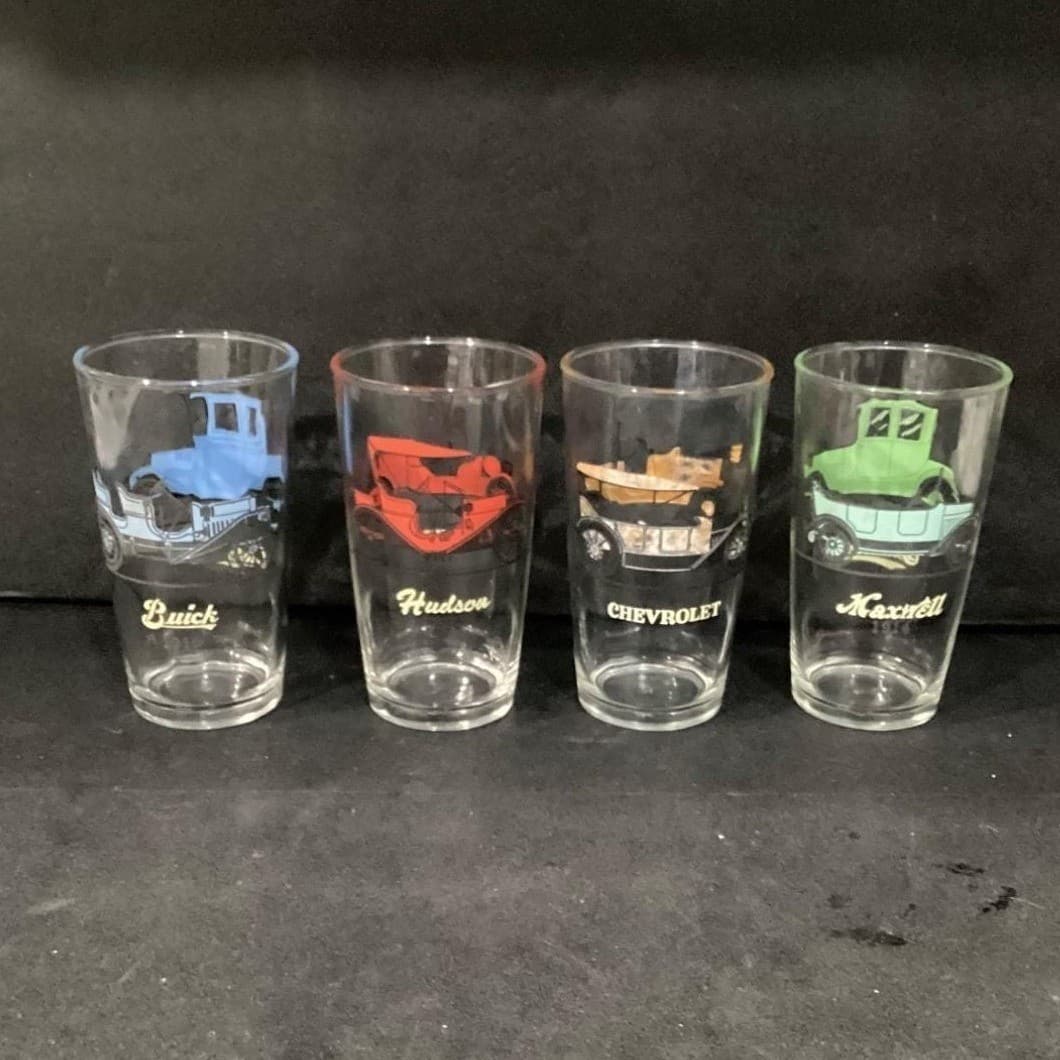 Anchor Hocking Antique Cars Tumblers, Set of 4, Multicolored Vehicle Glasses - Thumbnail 9