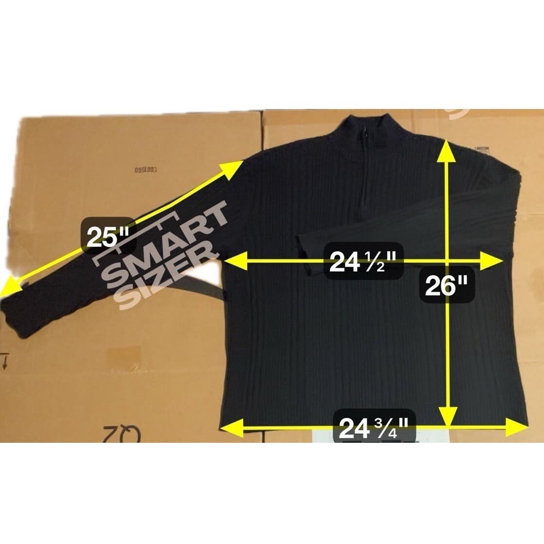 Alex Stevens Black Ribbed 100% Cotton Quarter Zip, Mock Neck Sweater Men's Large - Thumbnail 2