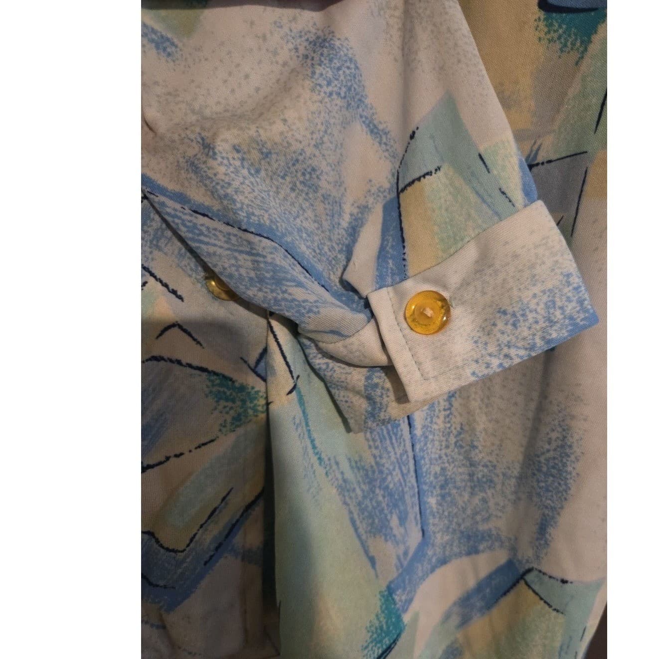 Gingham Girl Abstract Geometric Print Button Up Blouse, Blue Yellow, Women's 18 - Thumbnail 7