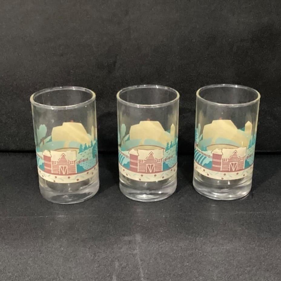 Libbey Crisa Farm Landscape Juice Glasses, Set of 3, Vintage Farmhouse Tumblers - Thumbnail 8