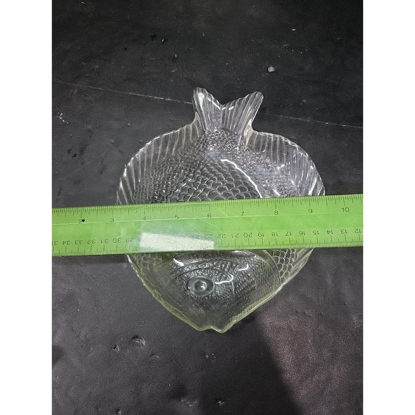 Arcoroc Clear Fish Salad Plates, Set of 2, Embossed Pressed Glass, Tableware - Thumbnail 5