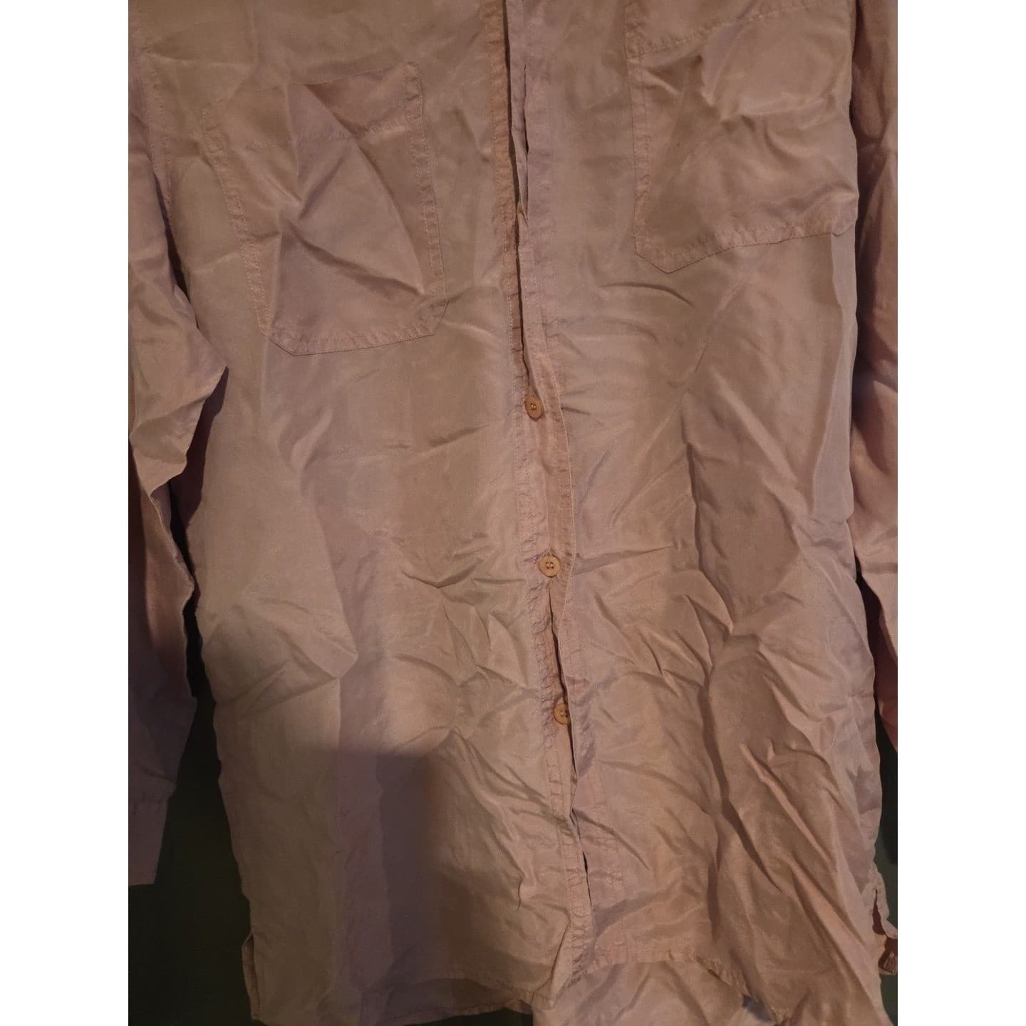 Ashleigh Morgan Sport Silk Button Down Blouse, Dusty Rose Pink, Women's Medium - Thumbnail 7