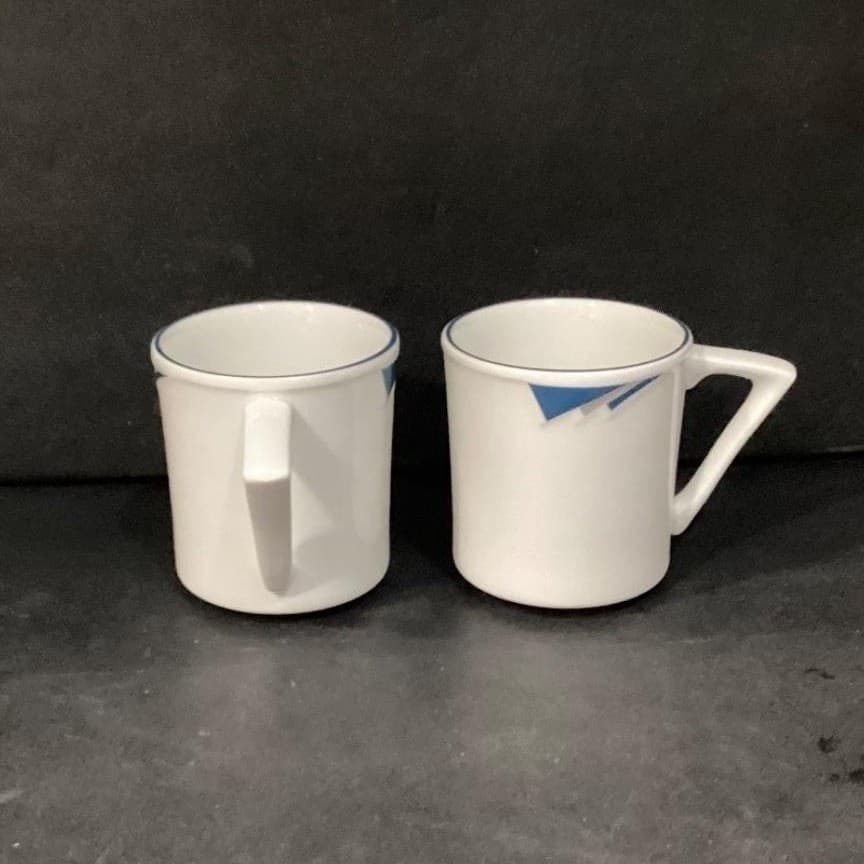 Homer Laughlin Milford Coffee Cups, Set of 2, Vintage Triangle Handle Mugs - Thumbnail 3