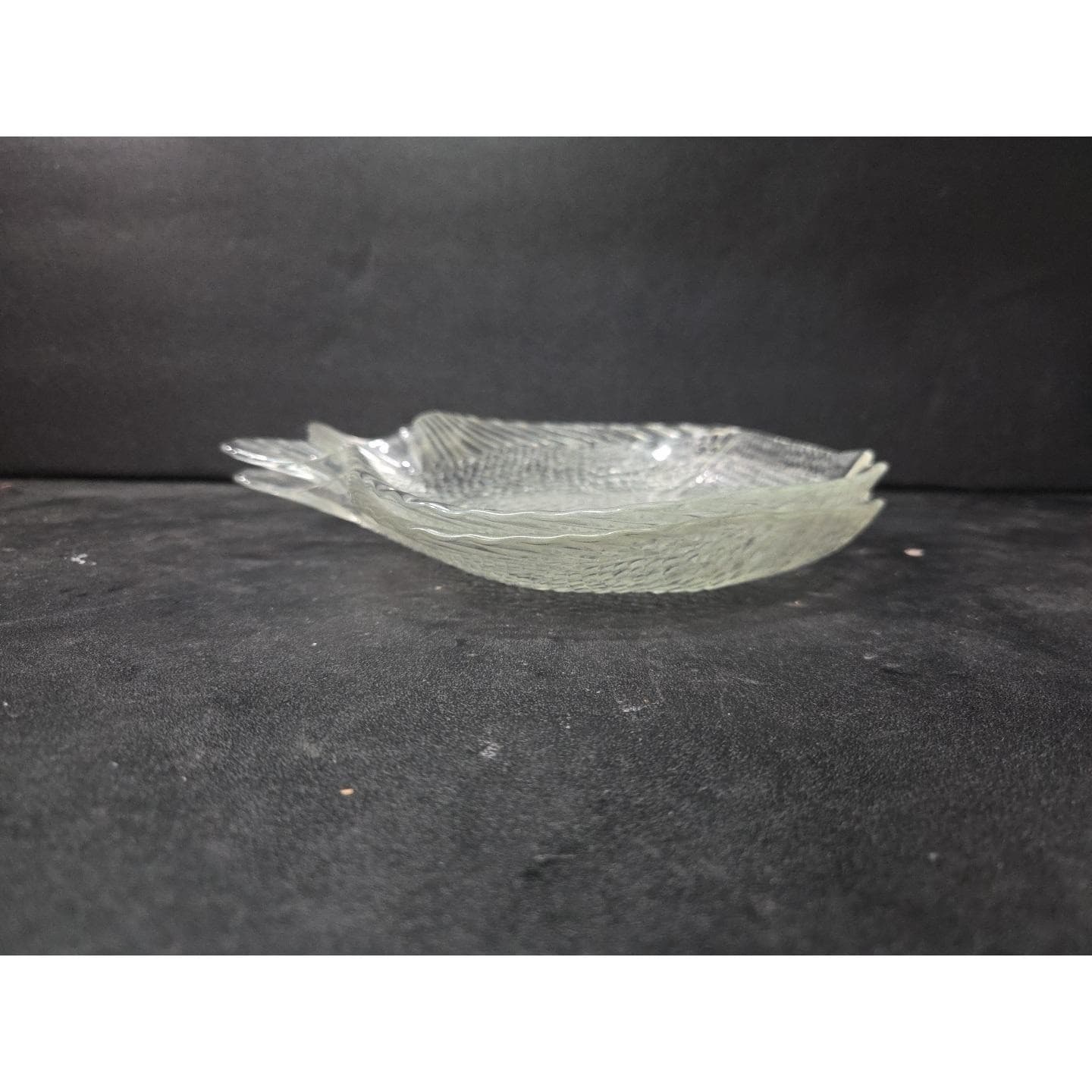 Arcoroc Clear Fish Salad Plates, Set of 2, Embossed Pressed Glass, Tableware - Thumbnail 6