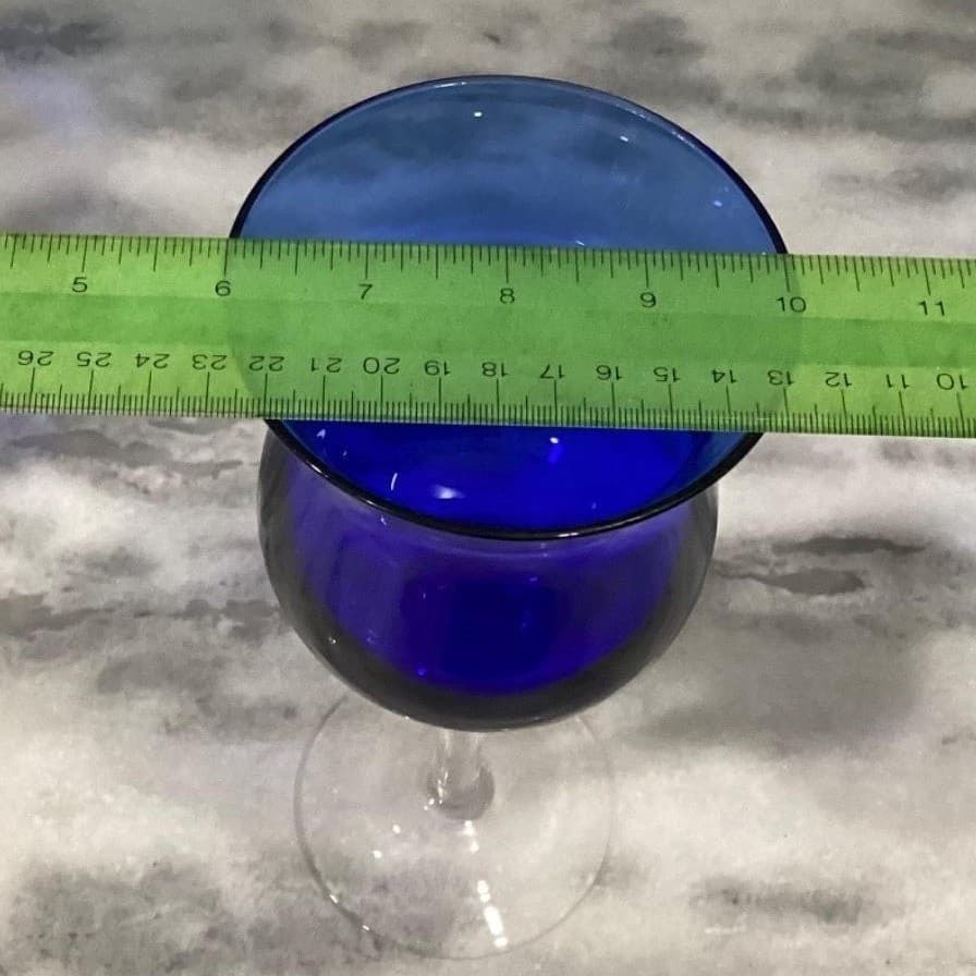 Cobalt Blue Wine Glasses, Set Of 2, Clear Base Stemware, Replacement Drinkware - Thumbnail 7