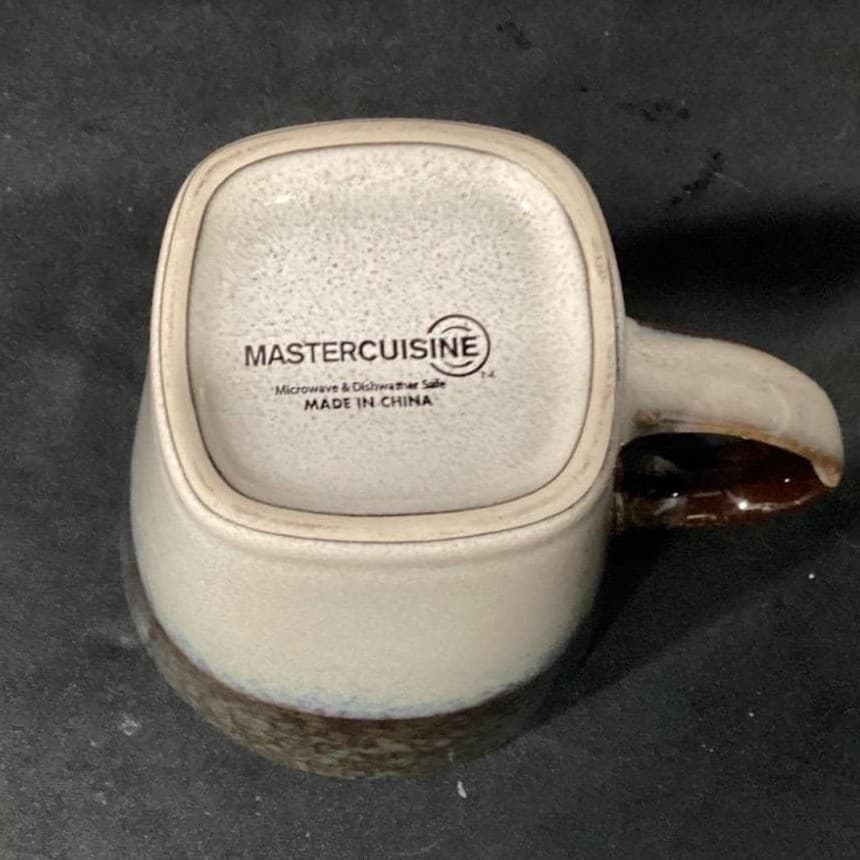 Master Cuisine Coffee Cups, Set of 2, Cream Brown Blue Stoneware Mugs, Drinkware - Thumbnail 10