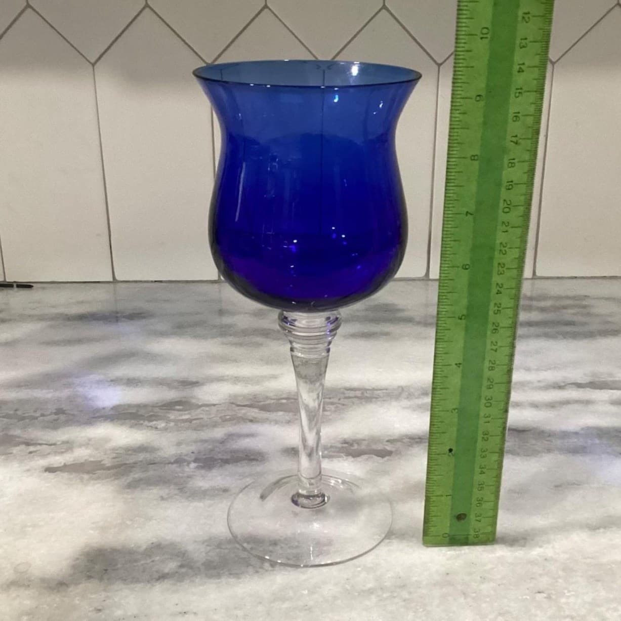 Cobalt Blue Wine Glasses, Set Of 2, Clear Base Stemware, Replacement Drinkware - Thumbnail 6