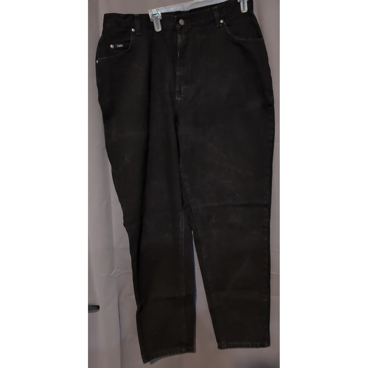 Lee Vintage High Waisted Black Straight Leg Jeans 100% Cotton, Women's 18 Med - Thumbnail 3