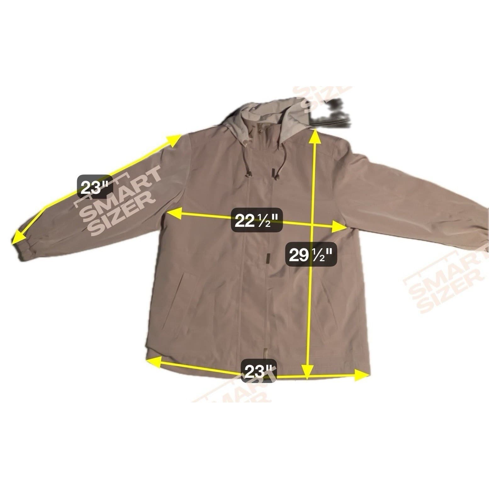 Braetan Hooded Anorak Jacket, Beige Zip Front, Striped Lining, Women's Medium - Thumbnail 2