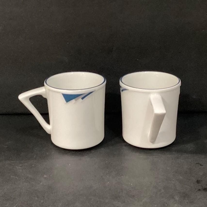Homer Laughlin Milford Coffee Cups, Set of 2, Vintage Triangle Handle Mugs - Thumbnail 2