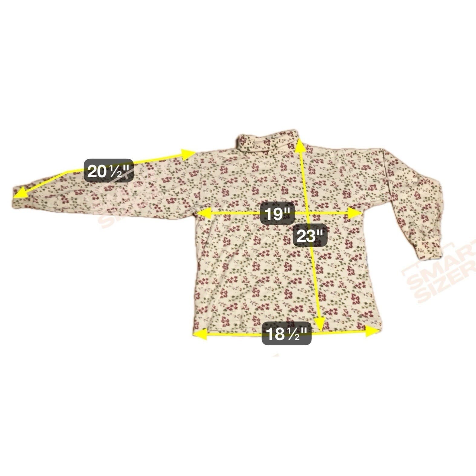 Jason Vintage Floral Ivy Print Turtleneck, Woman's Small Top, Cream Burgundy - Thumbnail 2