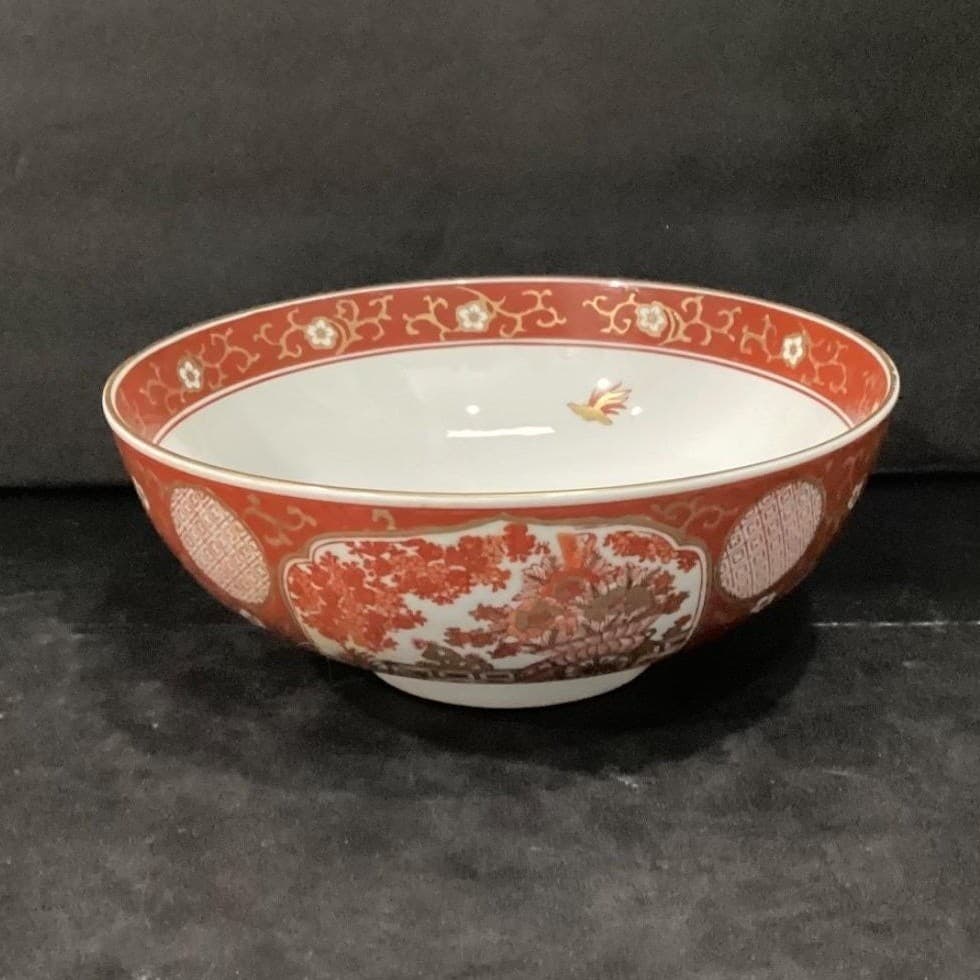 Imari Japan Serving Bowl, Vintage Hand Painted Floral & Birds, Vegetable Dish - Thumbnail 9