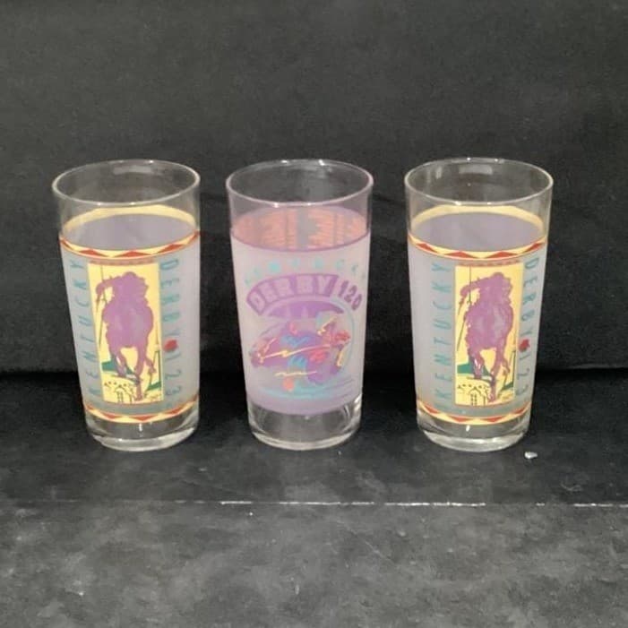 Kentucky Derby Mint Julep Tumblers, Set of 3, Vintage Churchill Downs Glasses - Thumbnail 2
