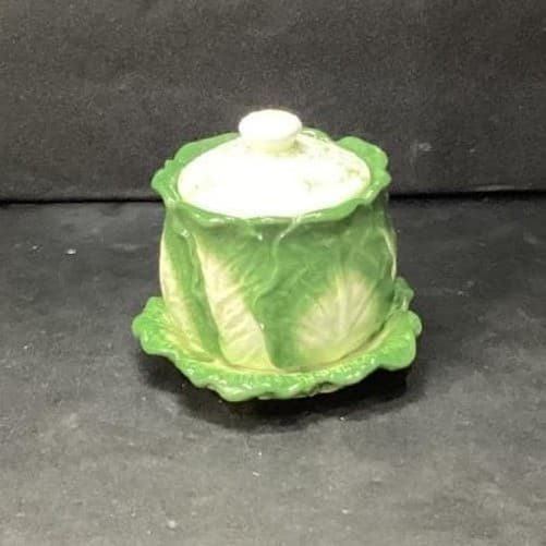 Mann Monte Verde Green Cauliflower Sugar Bowl, Vintage Hand Painted Tableware - Thumbnail 2