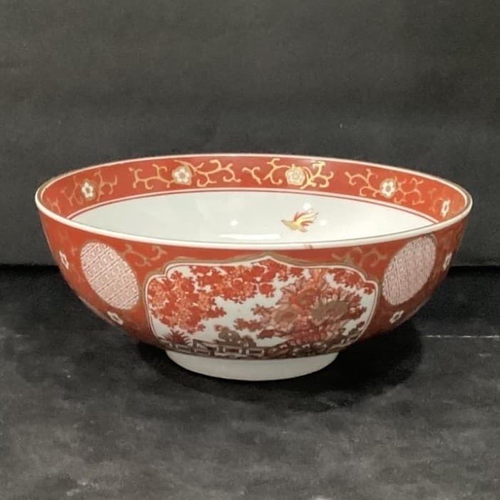 Imari Japan Serving Bowl, Vintage Hand Painted Floral & Birds, Vegetable Dish - Thumbnail 2