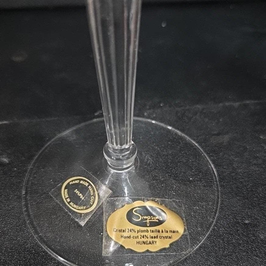 Simpsons Hungarian Champagne Flute, Hand Cut 24% Lead Crystal Toasting Glass - Thumbnail 4