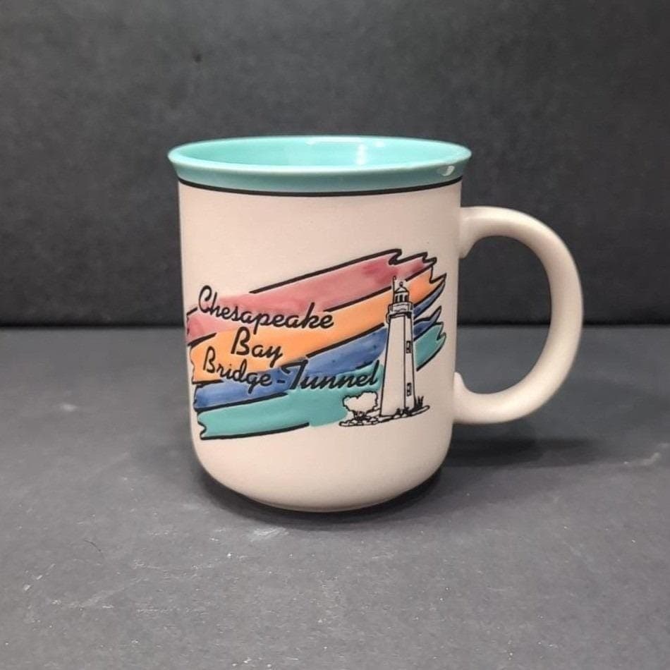 Chesapeake Bay Bridge-Tunnel Mug, Vintage Stoneware, Pastel Souvenir Coffee Cup - Thumbnail 7