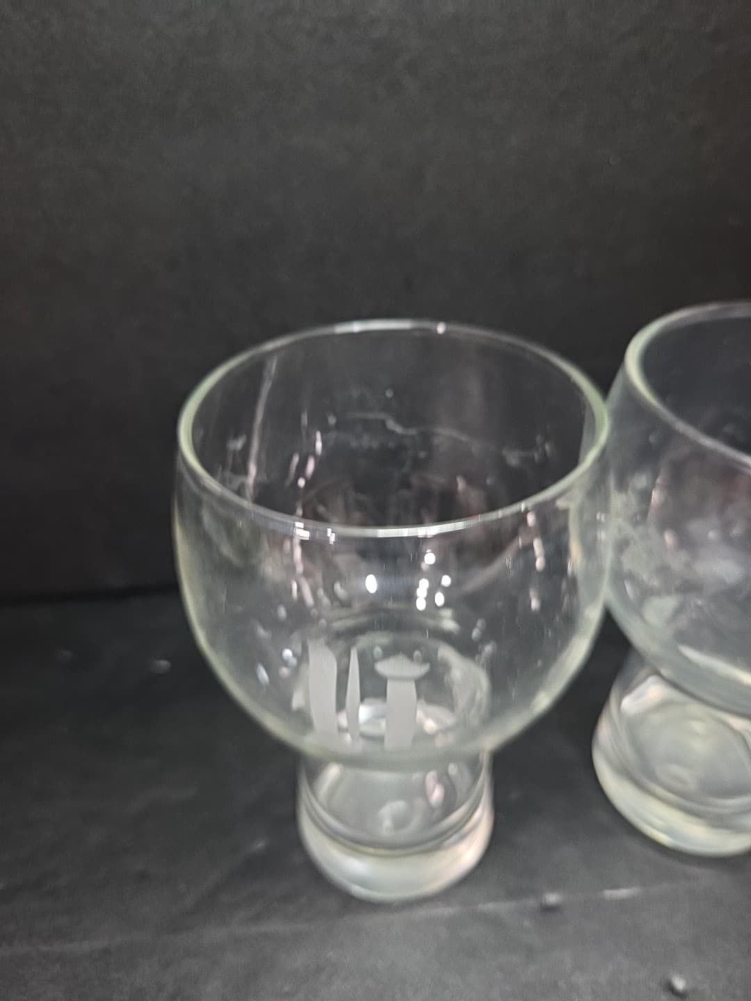 Etched Vintage Pilsner Glasses, Frosted H Monogram Tumblers, Set Of 2 Glasses - Thumbnail 5