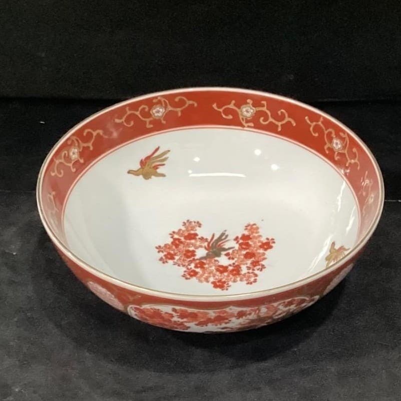 Imari Japan Vegetable Bowl, Vintage Hand Painted Floral & Birds, Serving Dish - Thumbnail 3