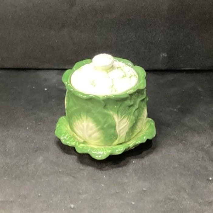 Mann Monte Verde Green Cauliflower Sugar Bowl, Vintage Hand Painted Tableware - Thumbnail 4