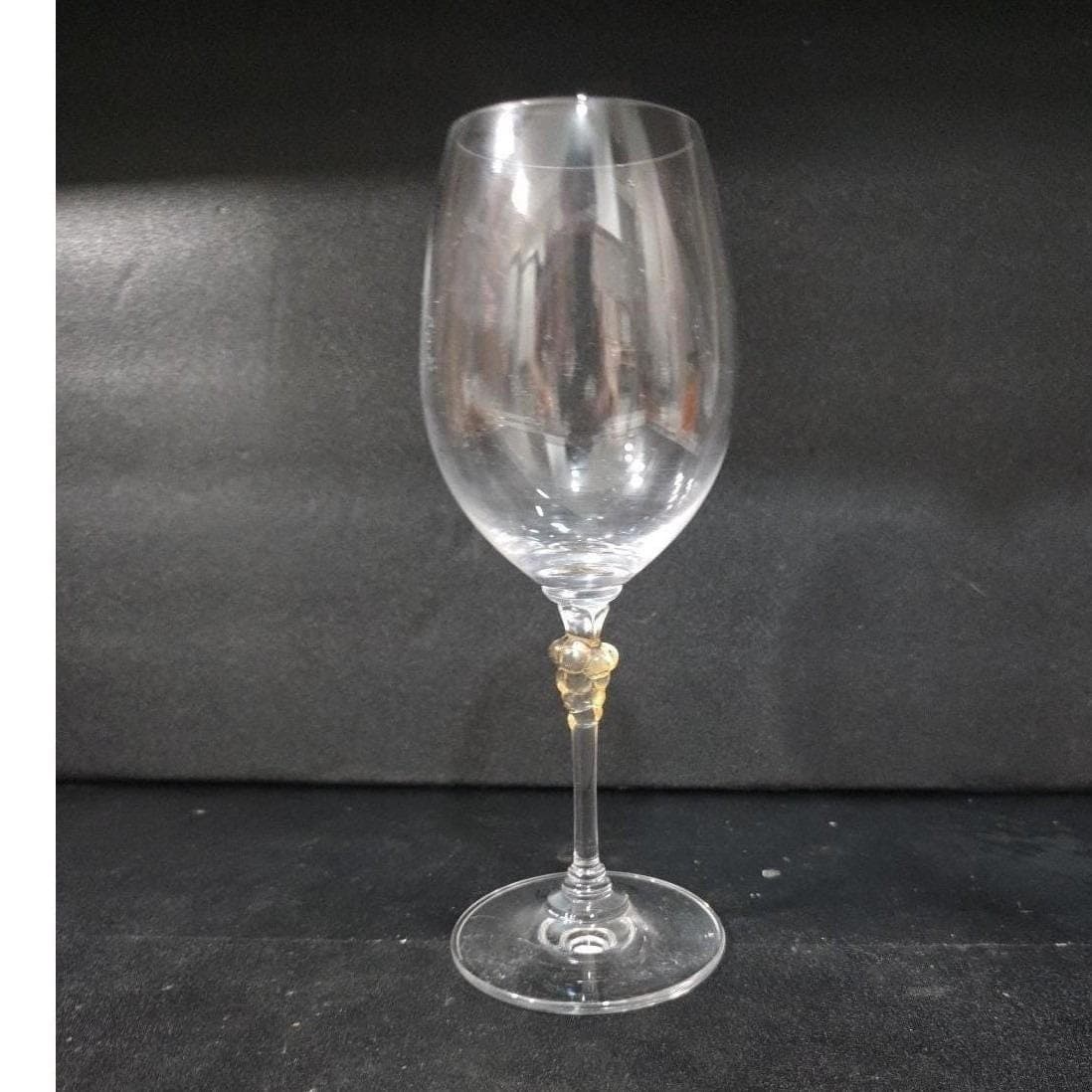 Mikasa Crystal Chablis Style Goblet, Amber Grape Design Stem, Vintage Stemware - Thumbnail 10