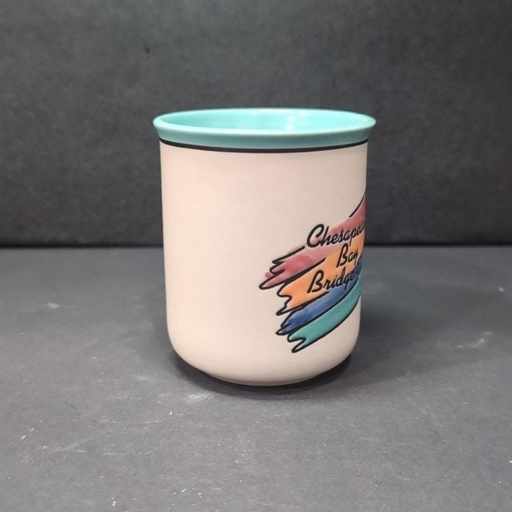 Chesapeake Bay Bridge-Tunnel Mug, Vintage Stoneware, Pastel Souvenir Coffee Cup - Thumbnail 8
