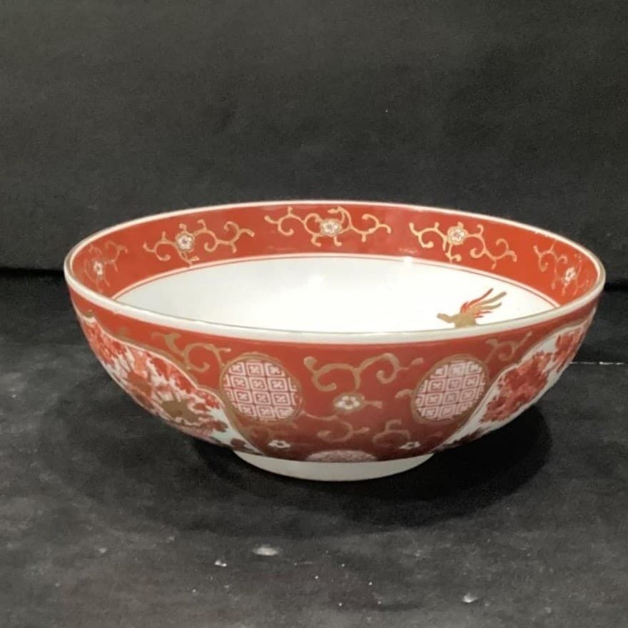 Imari Japan Vegetable Bowl, Vintage Hand Painted Floral & Birds, Serving Dish - Thumbnail 9