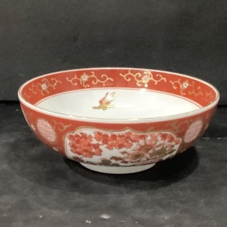 Imari Japan Vegetable Bowl, Vintage Hand Painted Floral & Birds, Serving Dish - Thumbnail 10