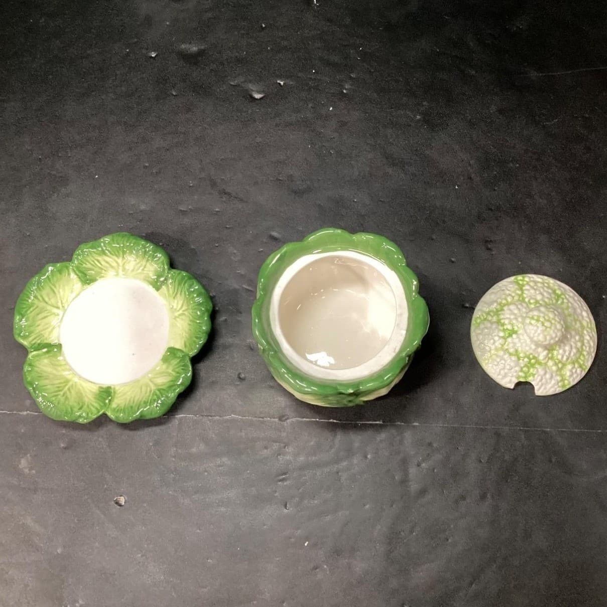 Mann Monte Verde Green Cauliflower Sugar Bowl, Vintage Hand Painted Tableware - Thumbnail 8