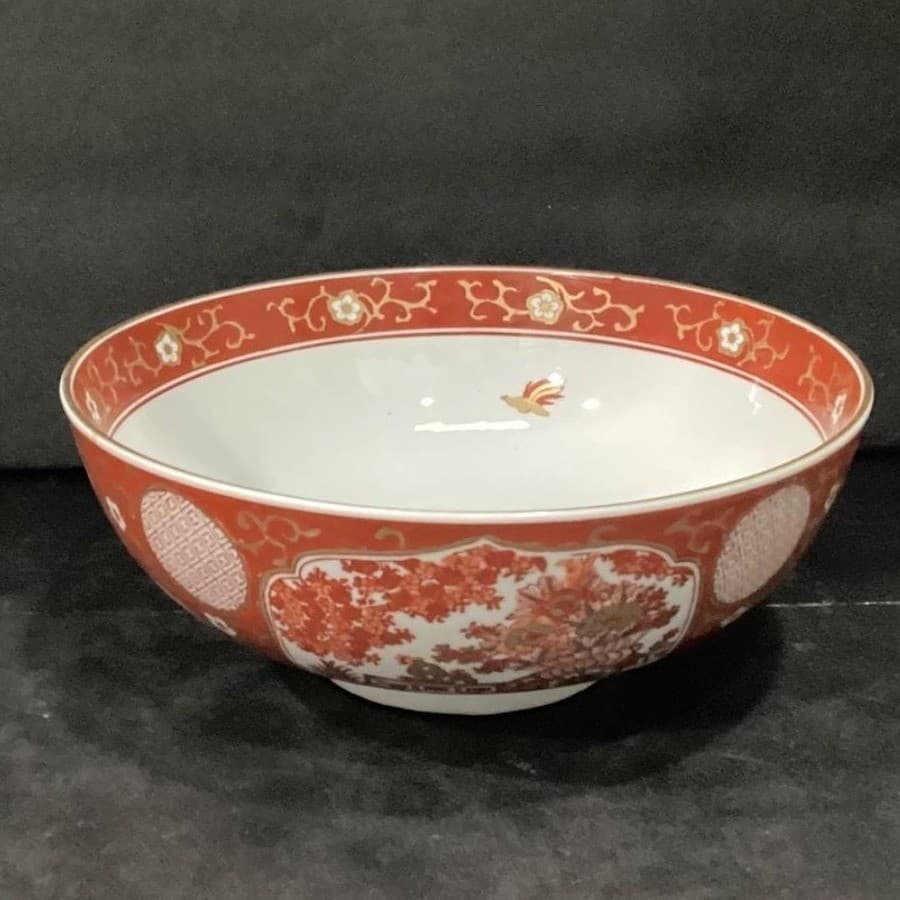Imari Japan Serving Bowl, Vintage Hand Painted Floral & Birds, Vegetable Dish - Thumbnail 10