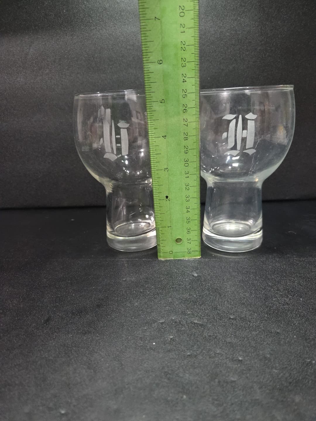 Etched Vintage Pilsner Glasses, Frosted H Monogram Tumblers, Set Of 2 Glasses - Thumbnail 8