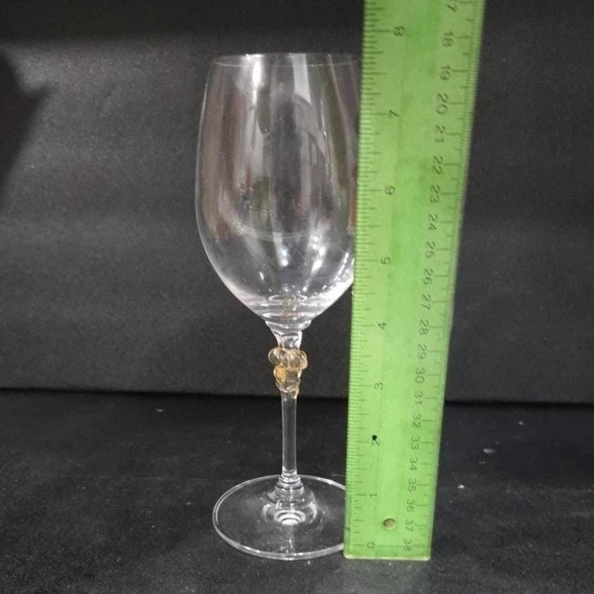 Mikasa Crystal Chablis Style Goblet, Amber Grape Design Stem, Vintage Stemware - Thumbnail 2