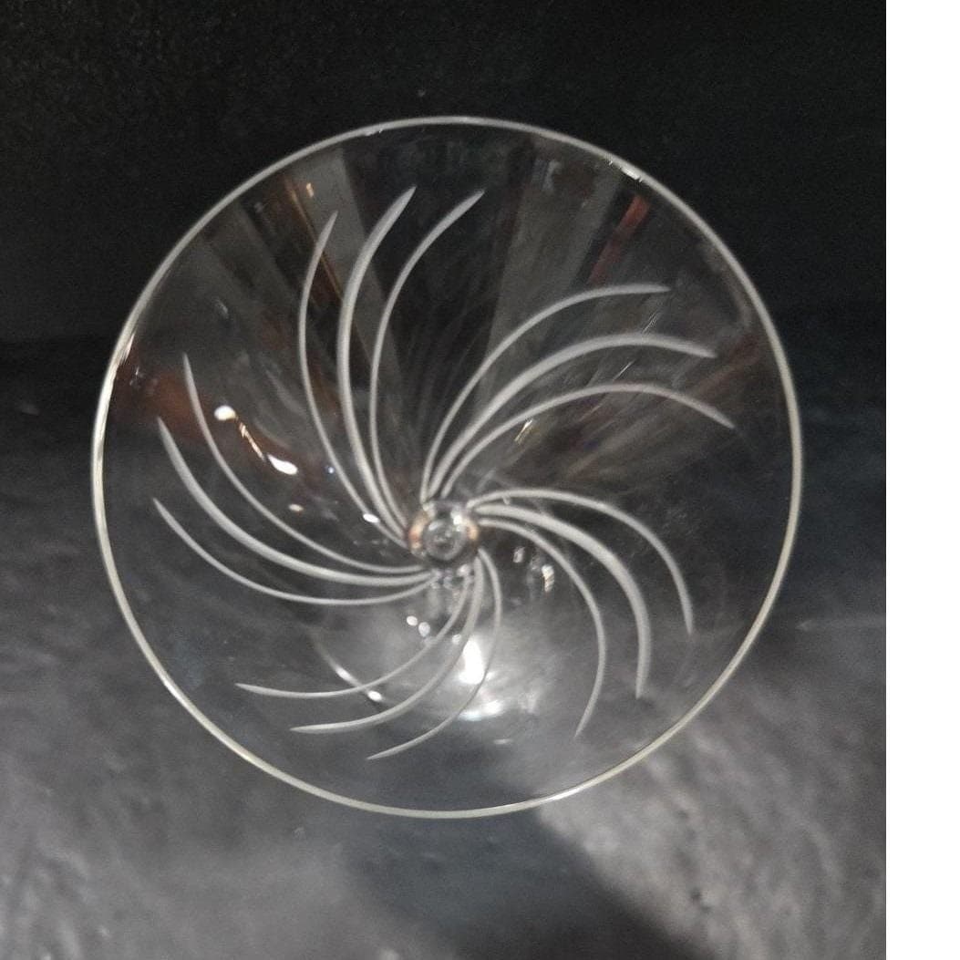 Etched Swirl Martini Glass, Clear Pressed Cocktail Stemware, Mid Century Barware - Thumbnail 5