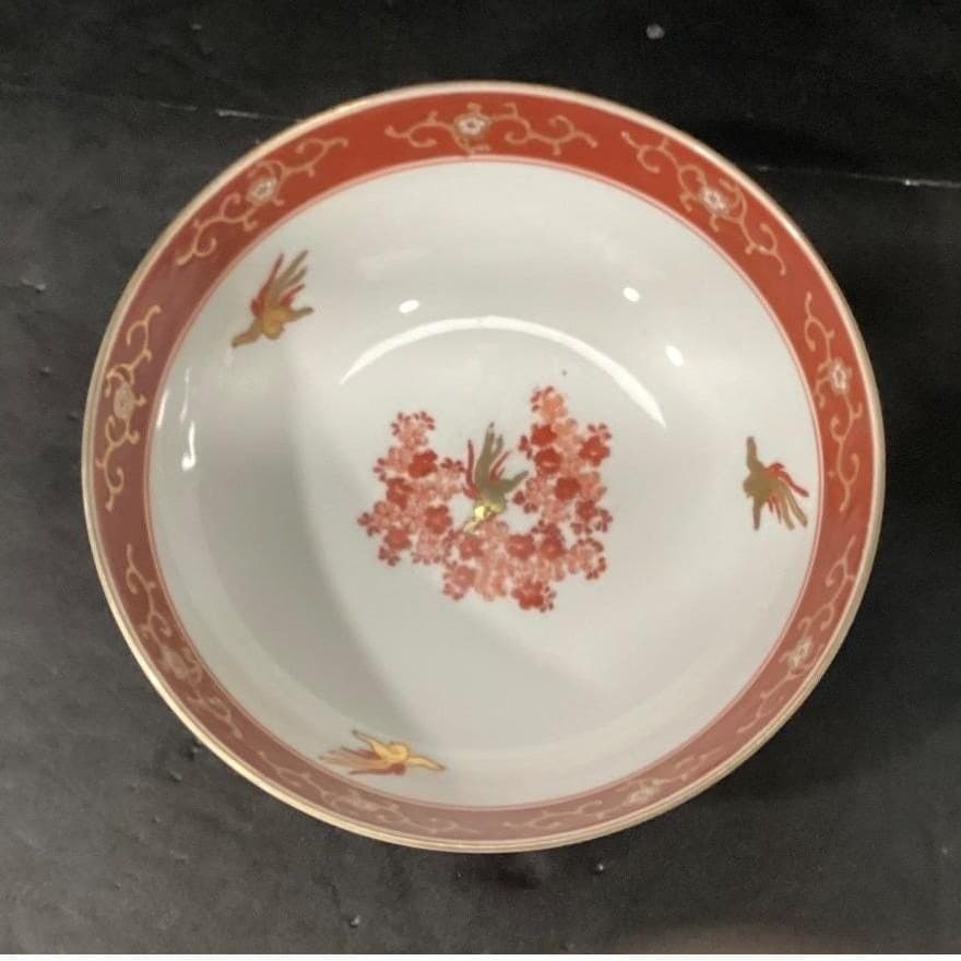 Imari Japan Vegetable Bowl, Vintage Hand Painted Floral & Birds, Serving Dish - Thumbnail 4