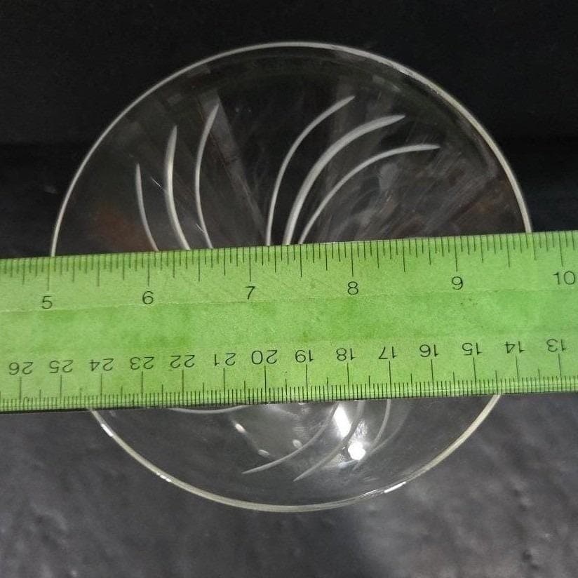 Etched Swirl Martini Glass, Clear Pressed Cocktail Stemware, Mid Century Barware - Thumbnail 3