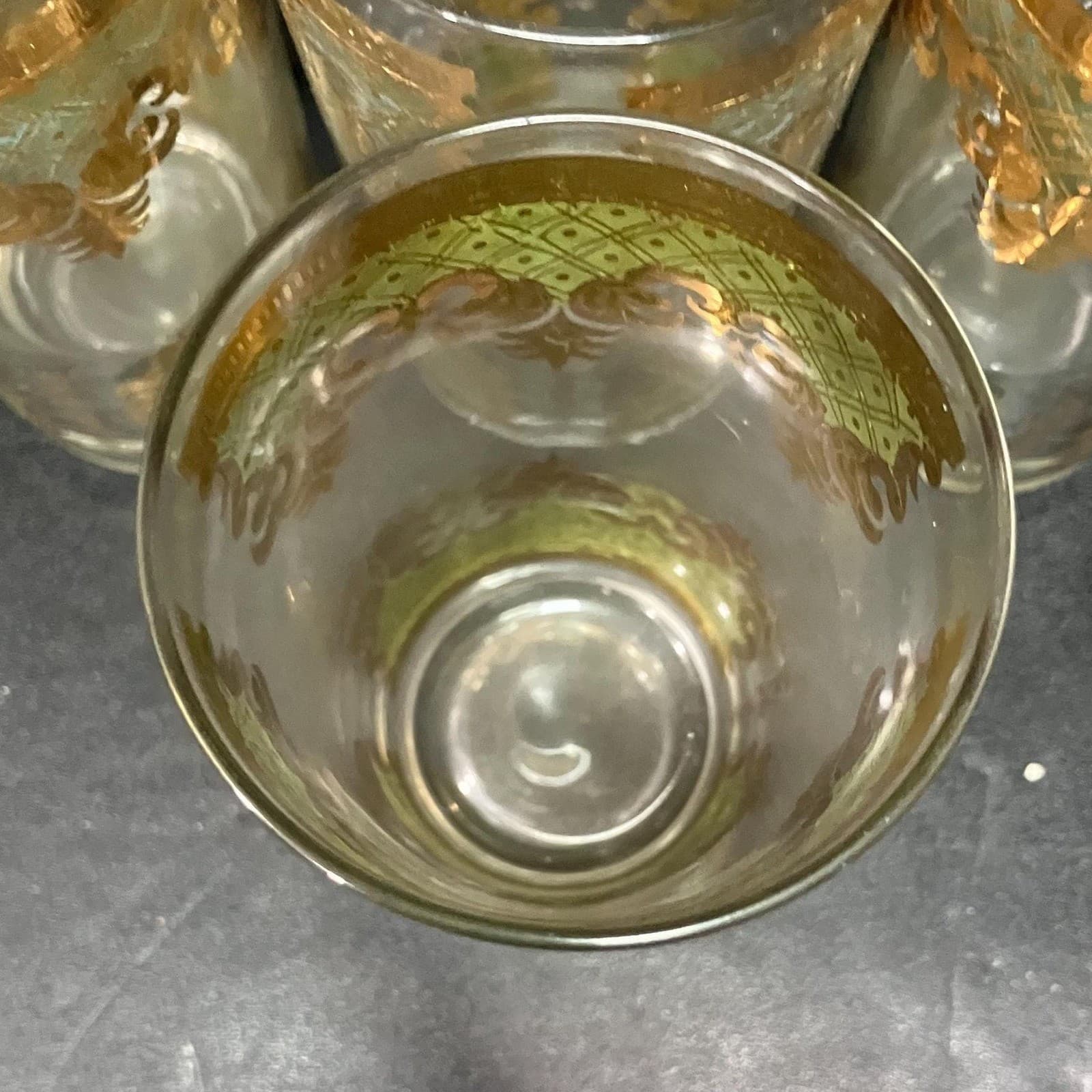 Georges Briard Signed Carrara Highball Glasses, Set of 4, Gold & Green Tumblers - Thumbnail 8