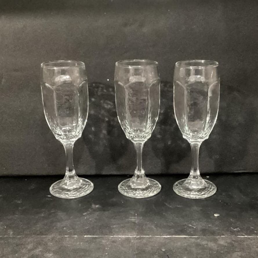 Libbey Chivalry Clear Whiskey Sour Goblets, Set of 3, Vintage Textured Stemware - Thumbnail 2