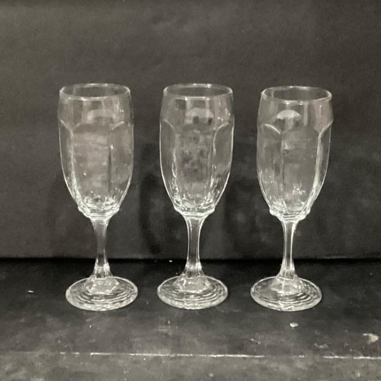 Libbey Chivalry Clear Whiskey Sour Goblets, Set of 3, Vintage Textured Stemware - Thumbnail 6