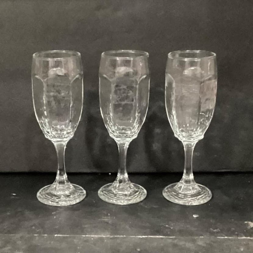 Libbey Chivalry Clear Whiskey Sour Goblets, Set of 3, Vintage Textured Stemware - Thumbnail 5