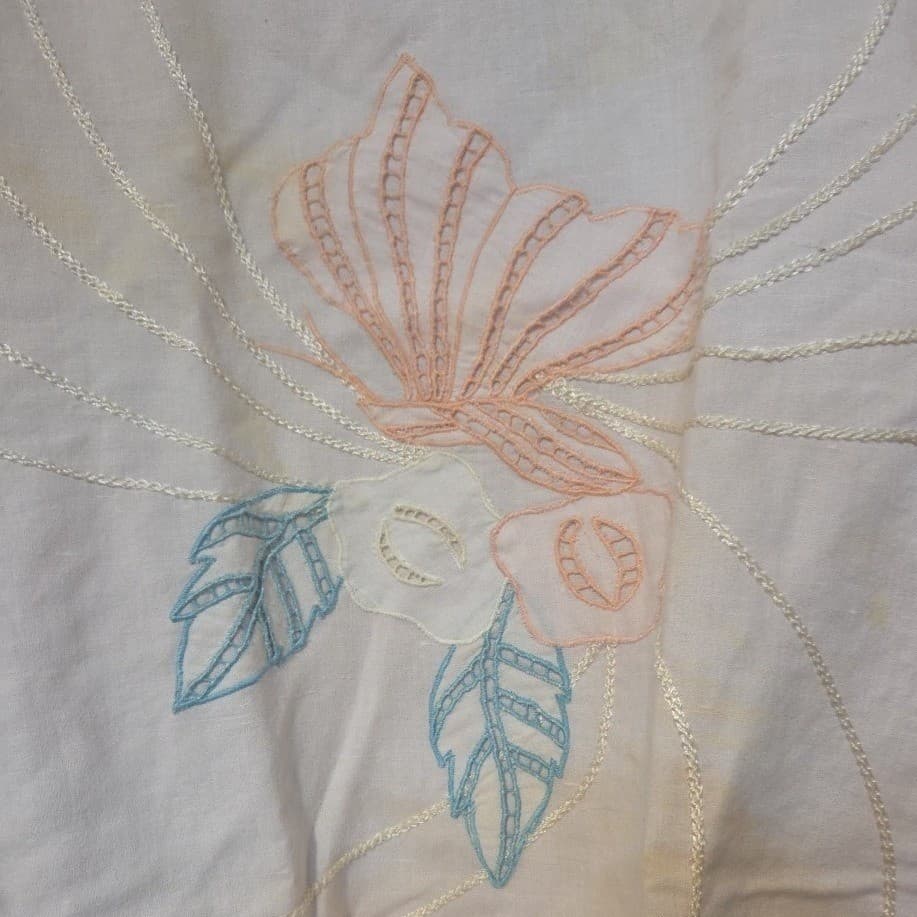 Koret Vintage Pastel Embroidered Butterfly Floral Ramie Top, Woman's Small - Thumbnail 7