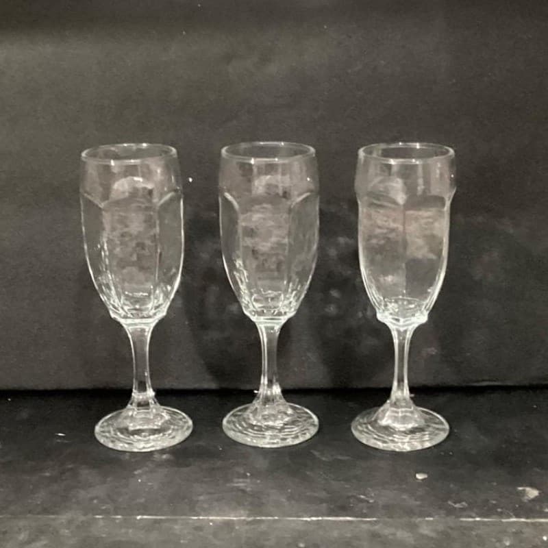 Libbey Chivalry Clear Whiskey Sour Goblets, Set of 3, Vintage Textured Stemware - Thumbnail 4