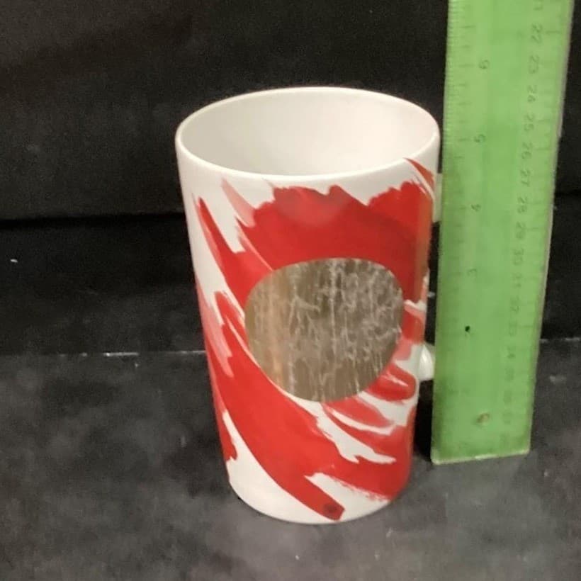 Starbucks Red Abstract Tall Coffee Cup W/ Gold Circle Vintage Inspired Drinkware - Thumbnail 9