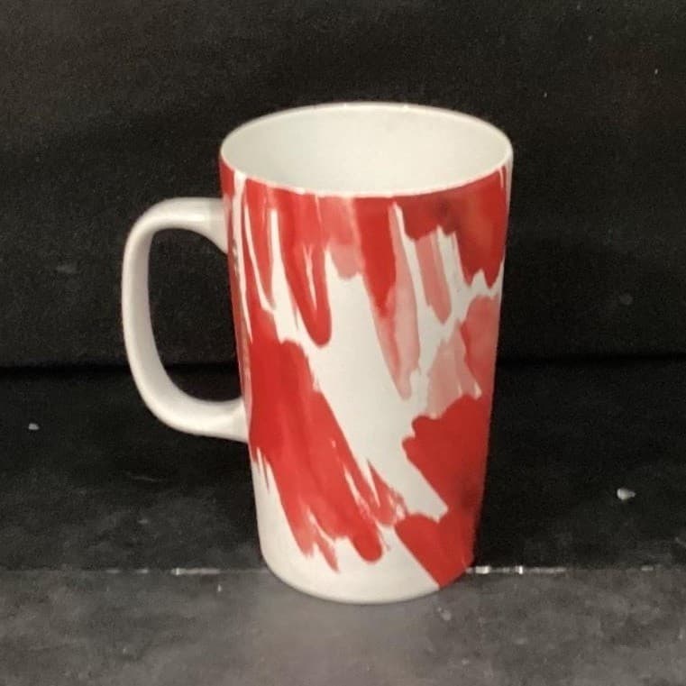 Starbucks Red Abstract Tall Coffee Cup W/ Gold Circle Vintage Inspired Drinkware - Thumbnail 4