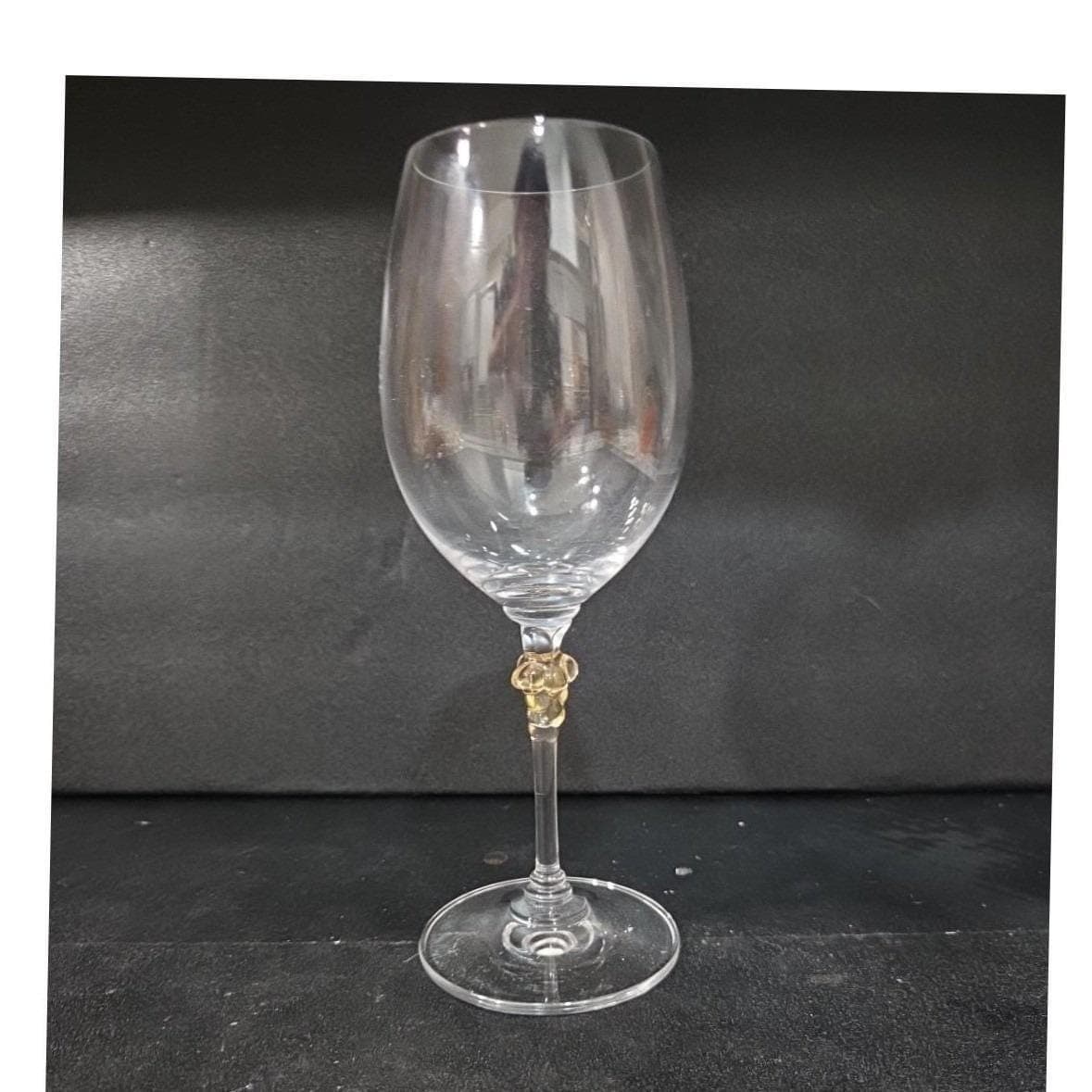 Mikasa Crystal Chablis Style Goblet, Amber Grape Design Stem, Vintage Stemware - Thumbnail 8