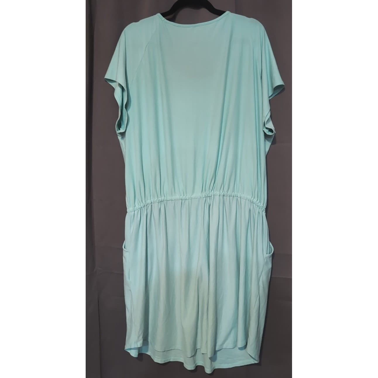 Just Be Mint Blue Short Sleeve Elastic Drawstring Waist Romper, Women's 2X - Thumbnail 4