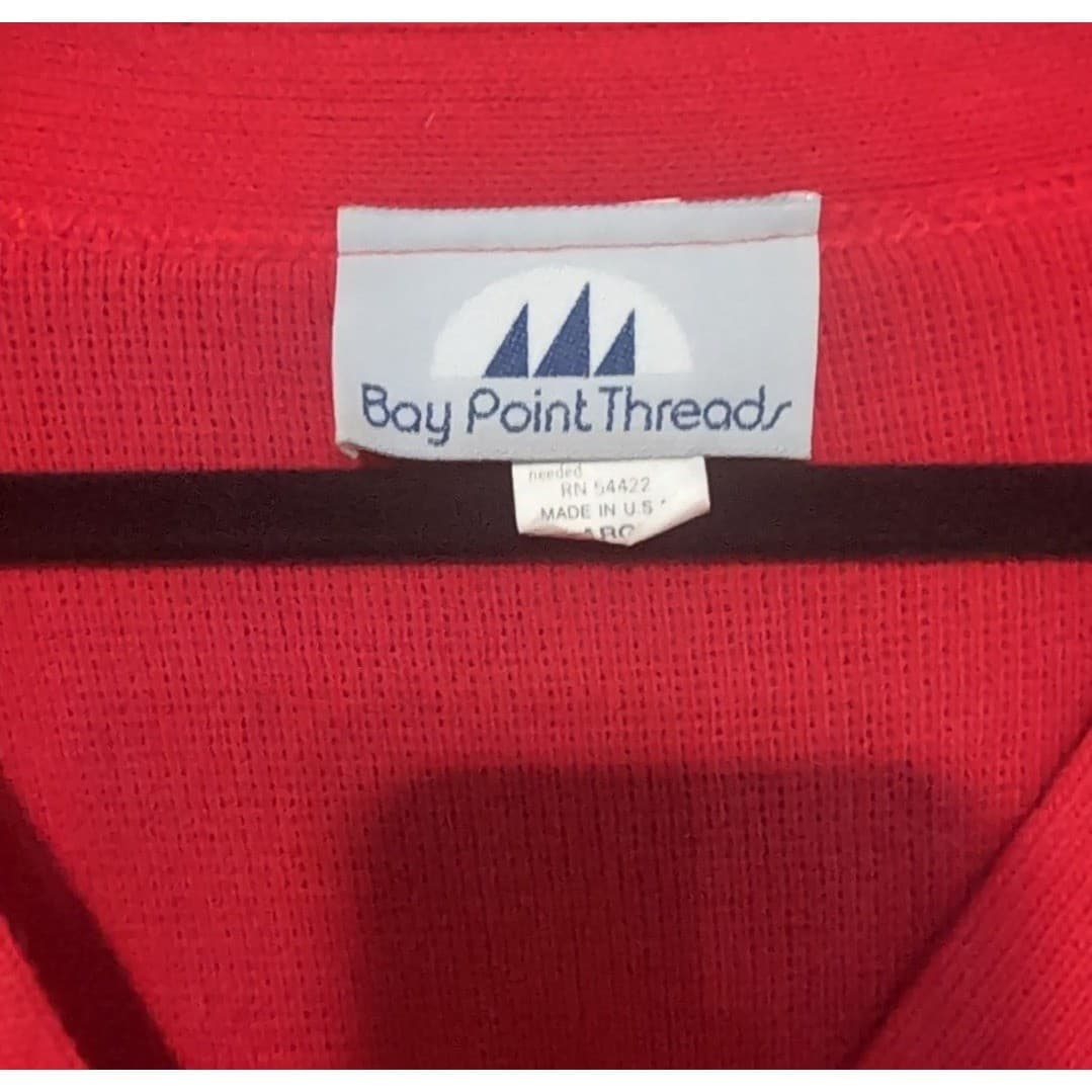 Bay Point Threads Red Star Embroidered Cardigan, Gold Buttons, Vtg Women's Large - Thumbnail 5